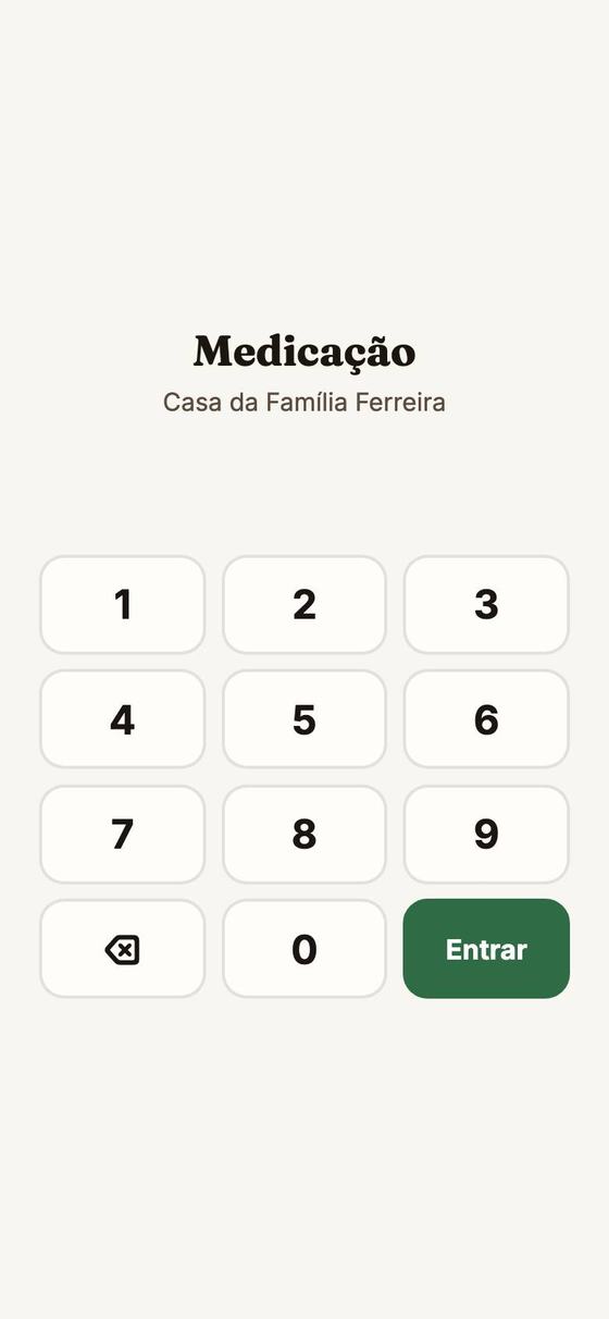 O ecrã de entrada com o teclado do PIN