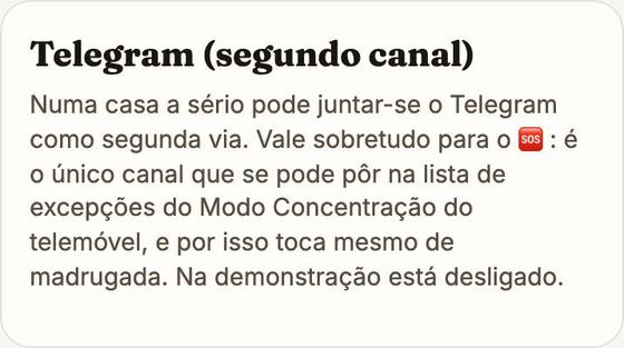O cartão Telegram (segundo canal)